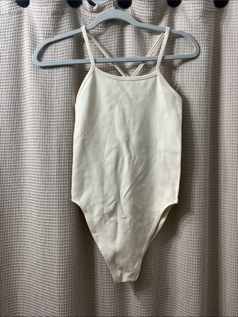 Free People Cream Double-Strap One-Piece Bodysuit EUC